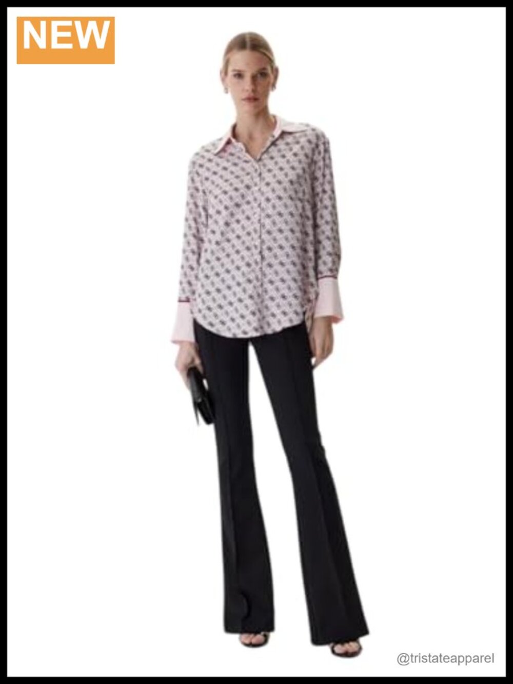 Eco Conscious Long Sleeve Button Down Shirt Blouse Woven Floral